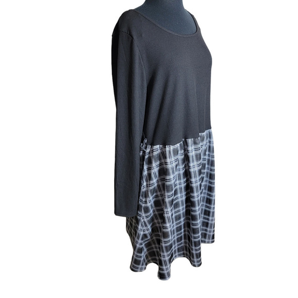 Mia Rose plus check contrast smock dress long sleeve sz 3X - Picture 3 of 8